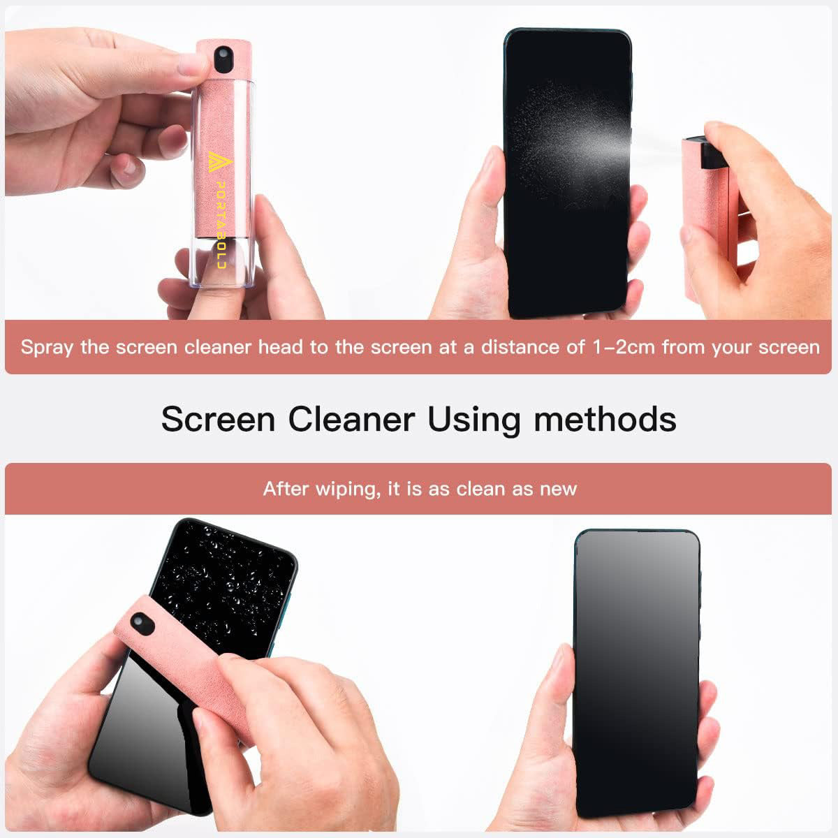 All in 1 Portable Screen Cleaner for Laptop, Phone, iPAD, Tablet, MacBook, Touchscreen Mist Cleaner with Refill Solution(12ml)