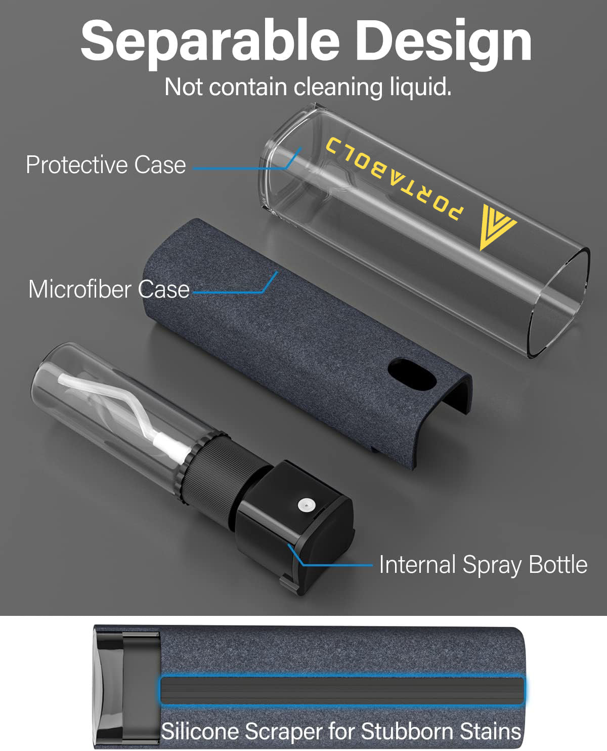 All in 1 Portable Screen Cleaner for Laptop, Phone, iPAD, Tablet, MacBook, Touchscreen Mist Cleaner with Refill Solution(12ml)