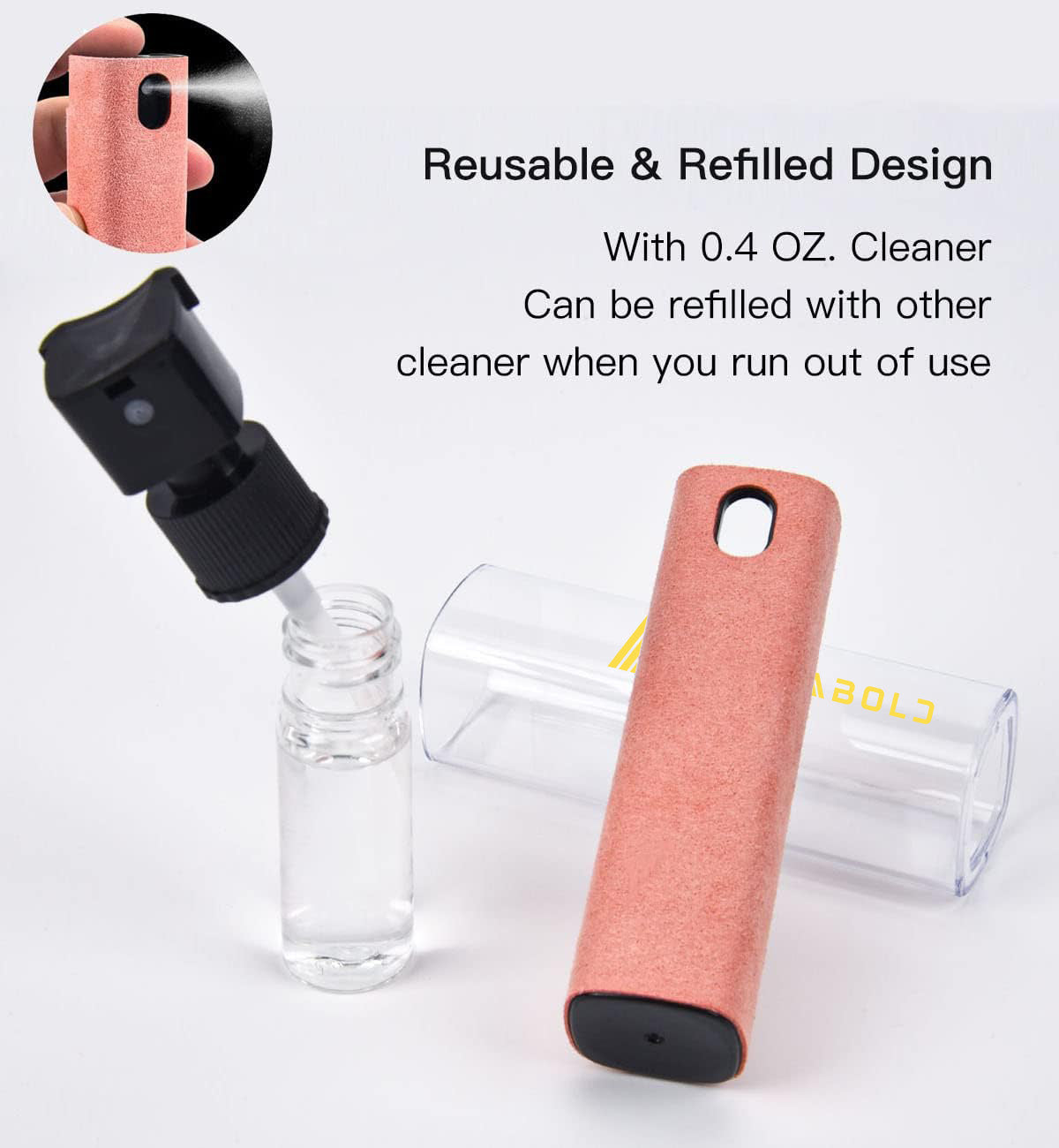 All in 1 Portable Screen Cleaner for Laptop, Phone, iPAD, Tablet, MacBook, Touchscreen Mist Cleaner with Refill Solution(12ml)